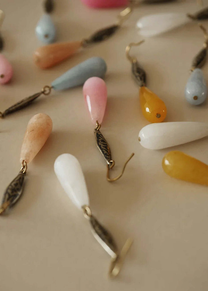 Stella Jade Earrings — Detail of earrings with teardrop beads — MYFASHIONFRUIT