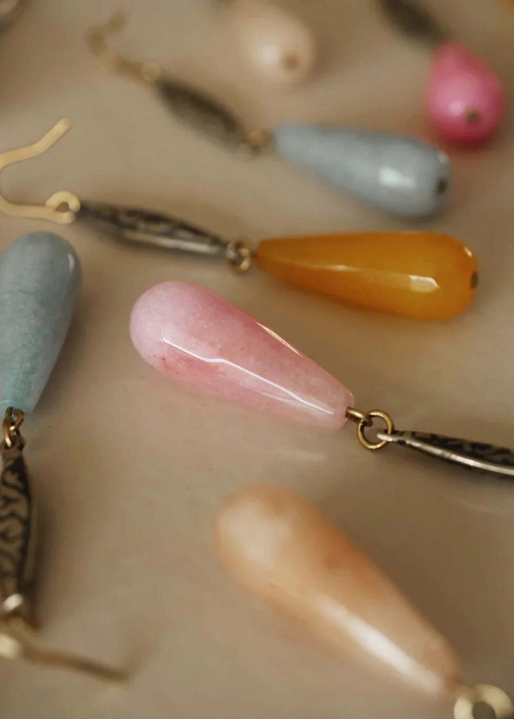 Stella Jade Earrings — detail of colorful stone earrings — MYFASHIONFRUIT