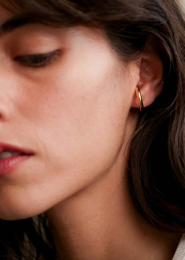Delia Ear Cuffs — Gold cuff on model, detail — MYFASHIONFRUIT