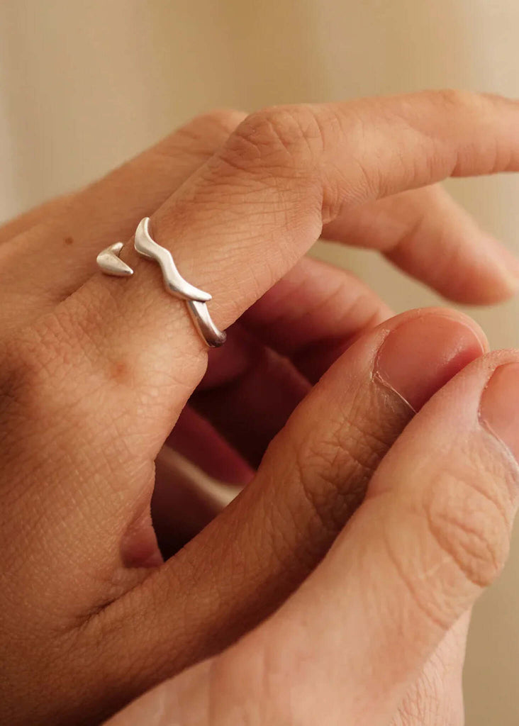 Seagull Ring — Silver ring with open seagull design, detail — MYFASHIONFRUIT