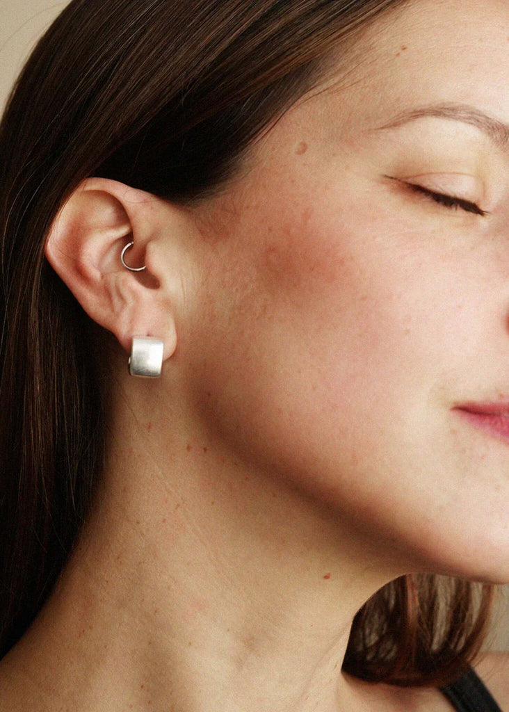 Bali Earrings — Silver hoops on model, detail — MYFASHIONFRUIT