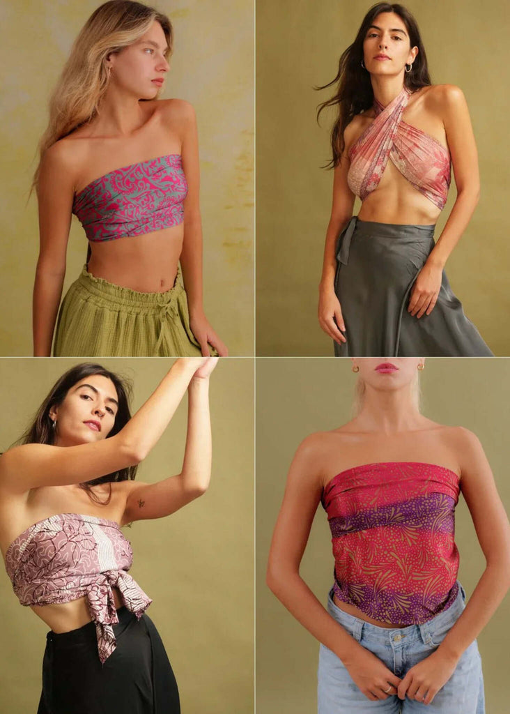Bijal Silk Scarf - Pinks — Scarves on models wearing different styles — MYFASHIONFRUIT
