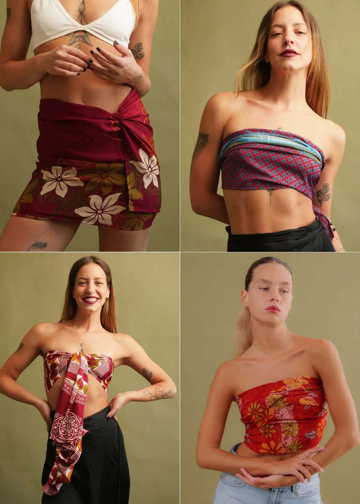 Bijal Silk Scarf — Scarves in use as tops/skirt on models — MYFASHIONFRUIT