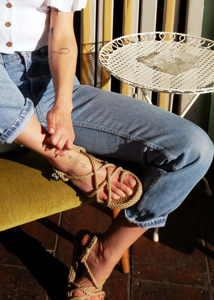 Toe Joe Camel Sandals — Rope sandals on model — MYFASHIONFRUIT
