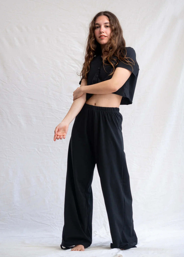 Yin Pants — Black wide leg pants on model — MYFASHIONFRUIT