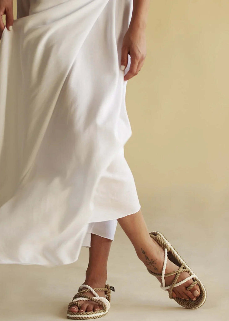Toe Joe Camel White Sandals — rope sandals on model — MYFASHIONFRUIT