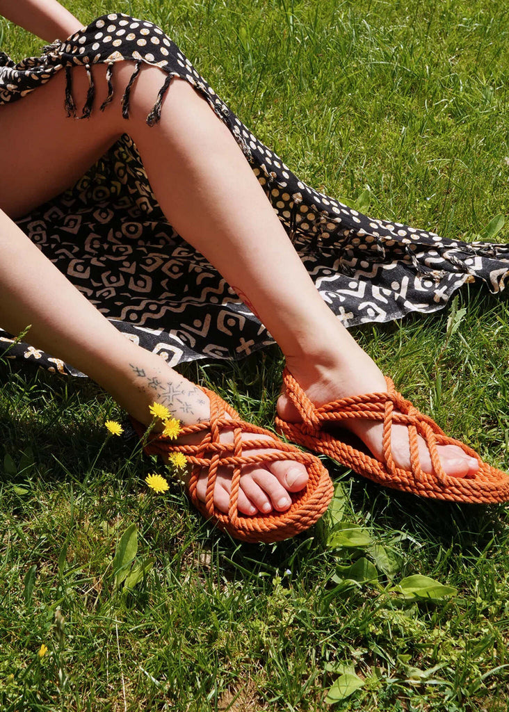 JC Pumpkin Sandals — rope sandals on model — MYFASHIONFRUIT