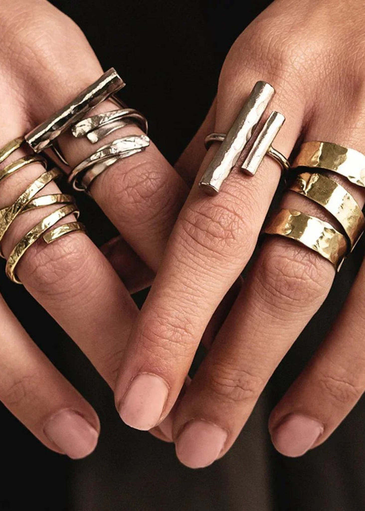 Inside Out Ring — Detail of gold and silver rings on model — MYFASHIONFRUIT