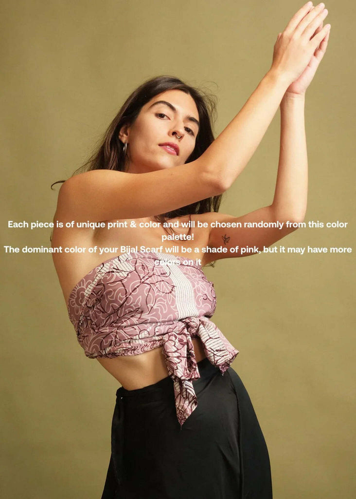 Bijal Silk Scarf - Pink floral on model — MYFASHIONFRUIT