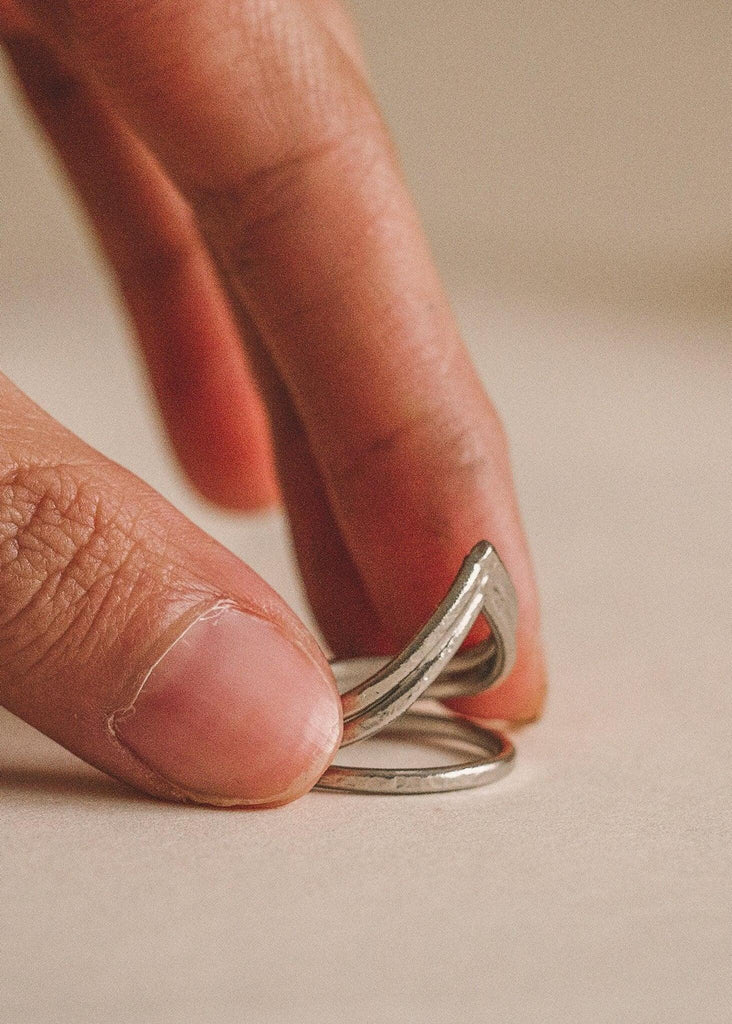 Myah Silver Ring — detail of silver ring being held — MYFASHIONFRUIT