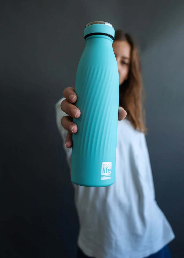 Ecolife Ciel Thermos — Turquoise, ribbed texture — MYFASHIONFRUIT