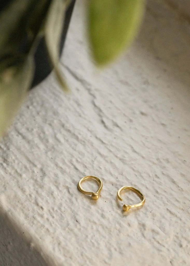 Petits Golden Hoops — gold tone earrings, open hoop and stud detail — MYFASHIONFRUIT