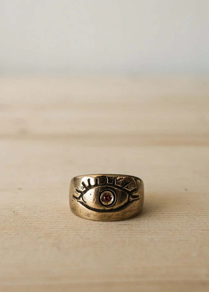 Magic Eye Garnet Ring — bronze ring with eye detail — MYFASHIONFRUIT