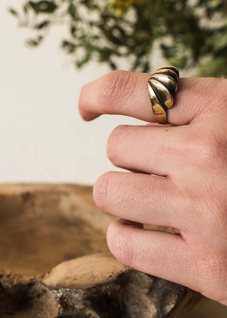 Grace Ring — Gold ridged ring on finger — MYFASHIONFRUIT
