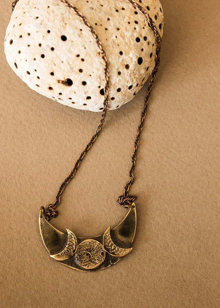 Eclipse Necklace — Bronze moon phases on chain — MYFASHIONFRUIT