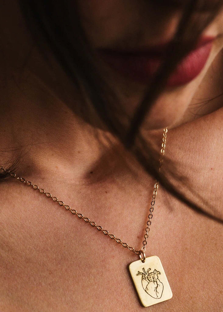 From the Heart Pendant — gold chain, square pendant with heart design — MYFASHIONFRUIT