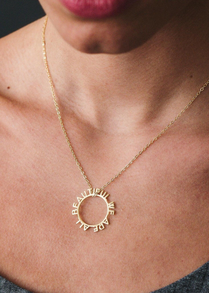 We Are All Beautiful Hoop Pendant — gold — MYFASHIONFRUIT