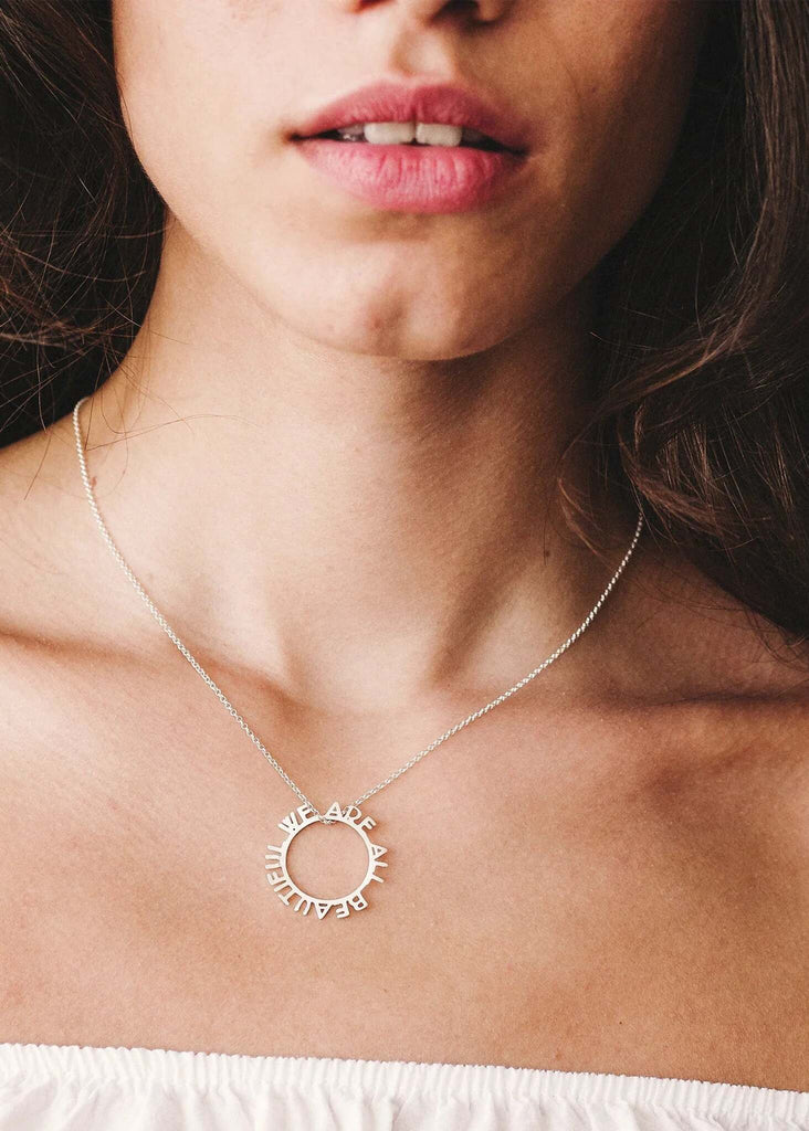 We Are All Beautiful Pendant — Silver chain — MYFASHIONFRUIT