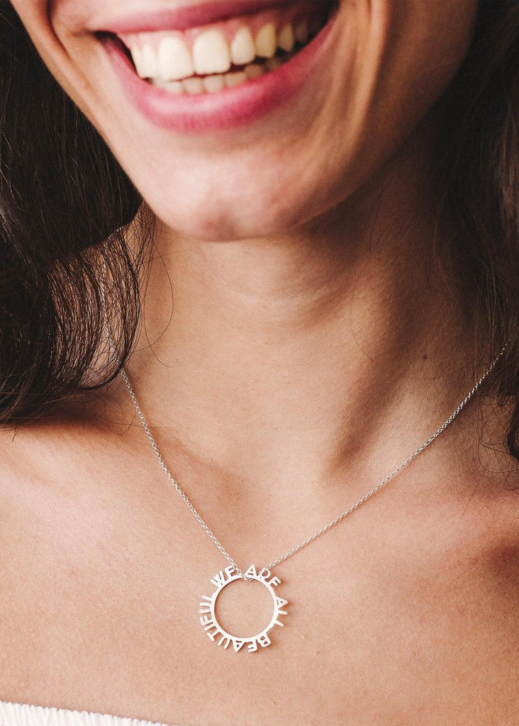 We Are All Beautiful Hoop Pendant — silver pendant — MYFASHIONFRUIT