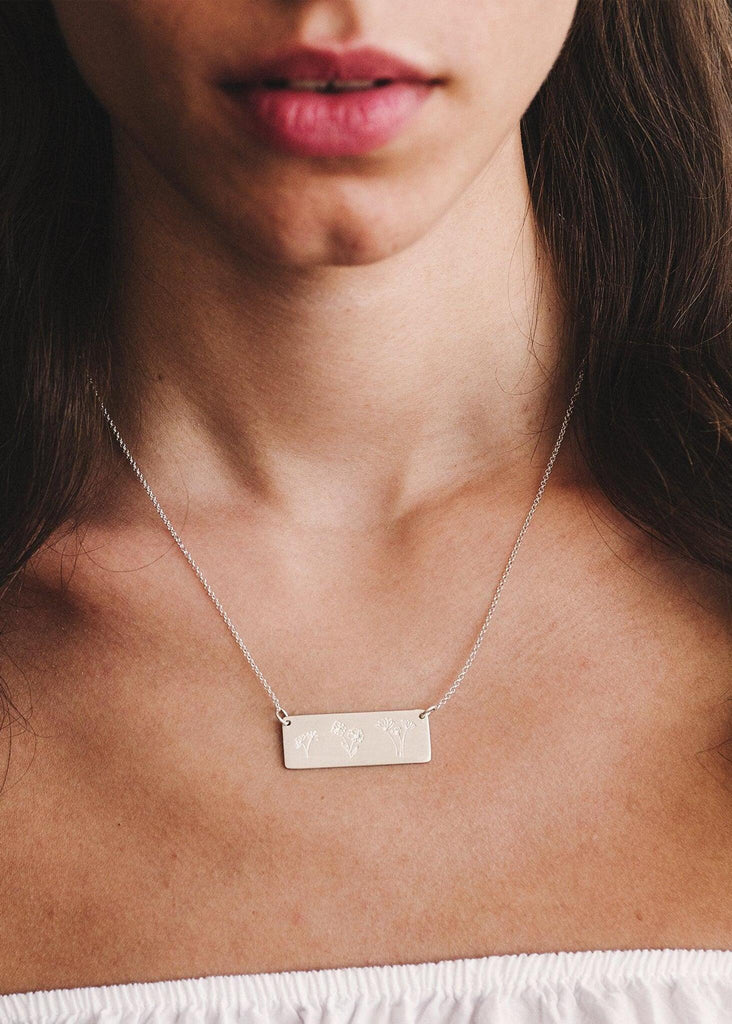 We Are All Beautiful Bar Pendant — Silver bar necklace — MYFASHIONFRUIT