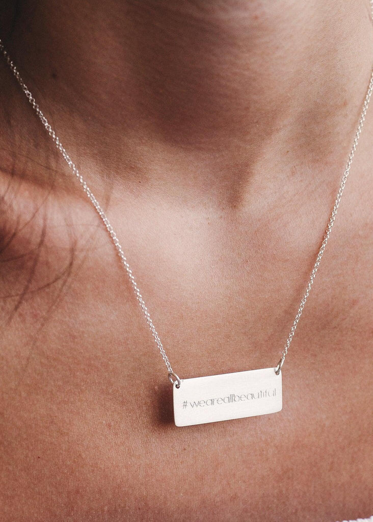 We Are All Beautiful Bar Pendant — Silver pendant — MYFASHIONFRUIT