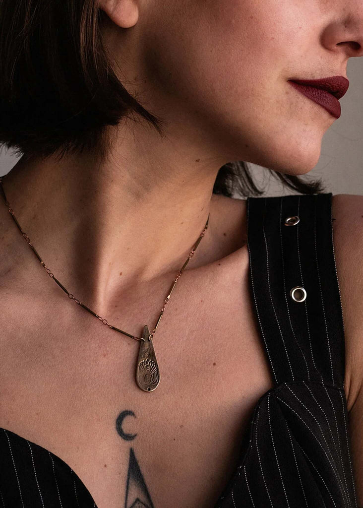 Kaira Pendant — Teardrop pendant on model — MYFASHIONFRUIT
