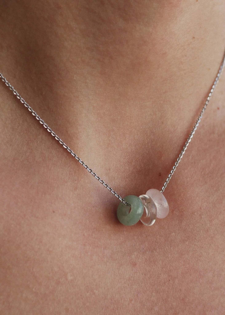 Love Creation & Harmony Pendant — Detail of donut pendants on model — MYFASHIONFRUIT
