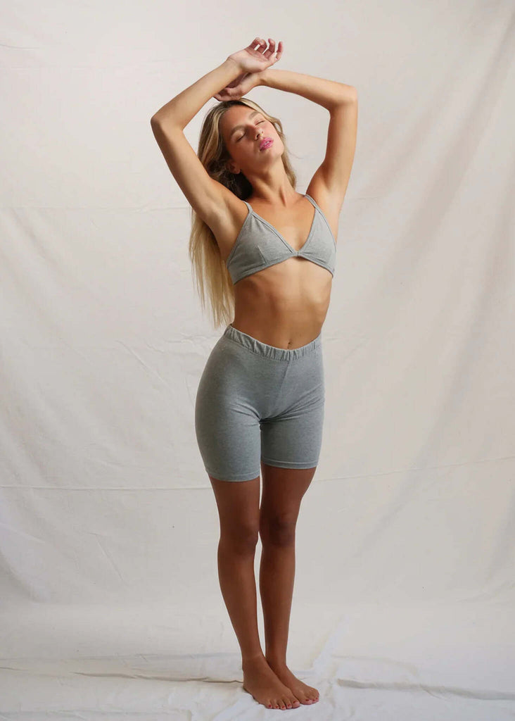 Grace Bike Shorts — Grey shorts and bra set — MYFASHIONFRUIT
