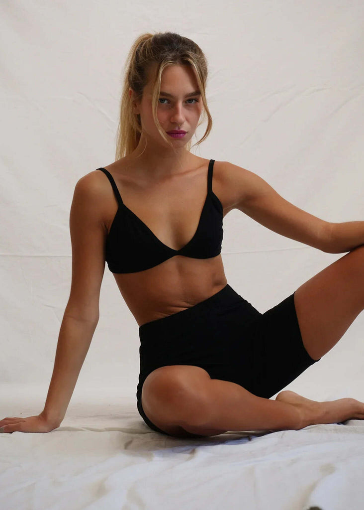 Grace Bike Shorts — Black set on model — MYFASHIONFRUIT