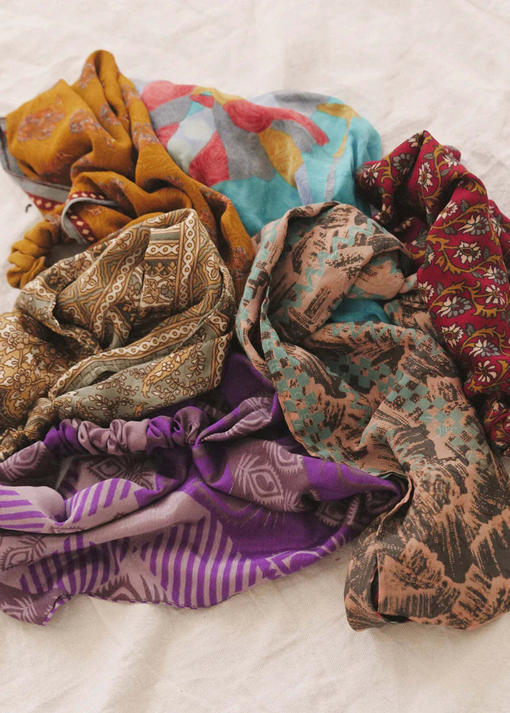 Silk Bandana — Colorful silk fabric pile — MYFASHIONFRUIT