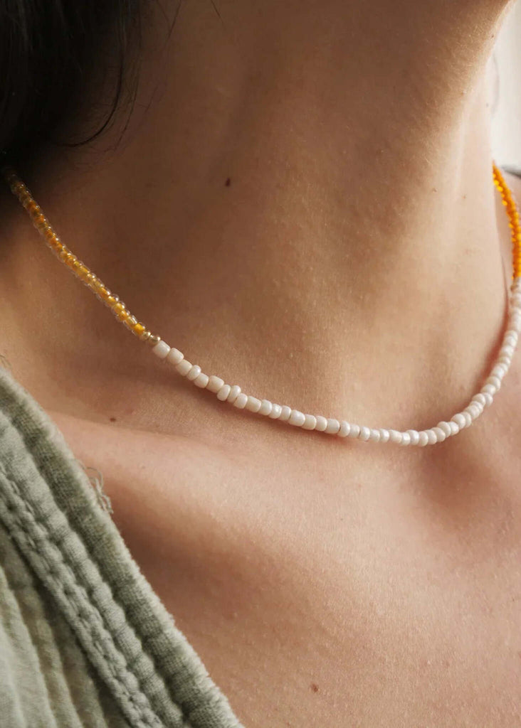 Gabby Necklace — Beaded necklace on model, detail — MYFASHIONFRUIT