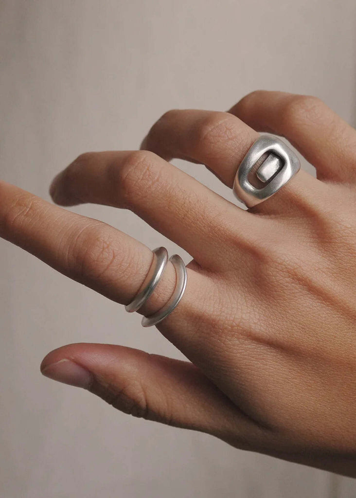 Belt Ring — silver shade, worn on hand — MYFASHIONFRUIT