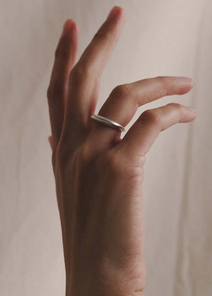 Bold Narrow Ring — silver tone on finger — MYFASHIONFRUIT