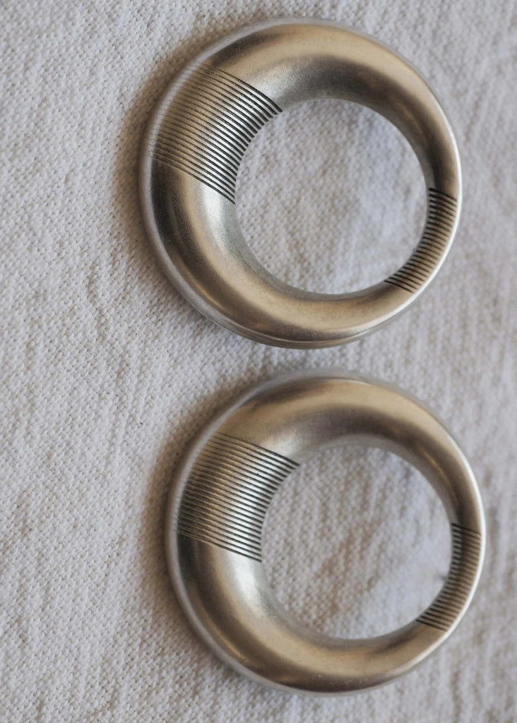 Aziza Hoops — silver tone with engraved detail — MYFASHIONFRUIT