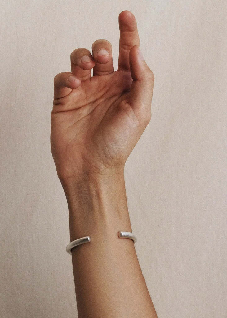 Cass Cuff — Silver cuff on raised hand — MYFASHIONFRUIT