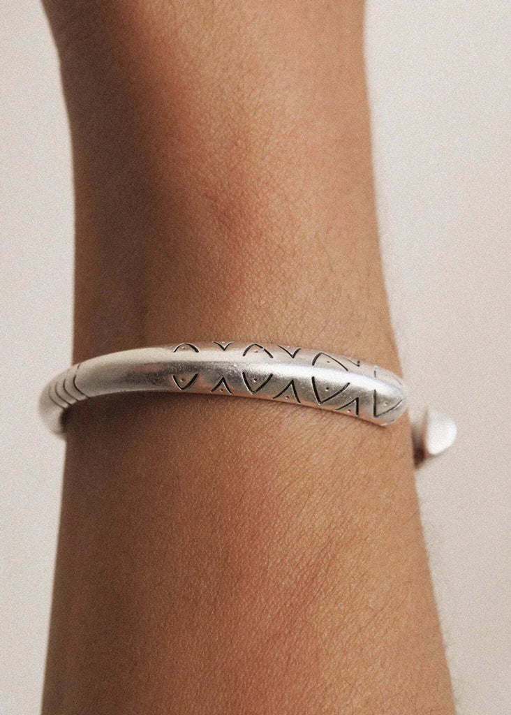 Yaya Cuff — On wrist, silver — MYFASHIONFRUIT
