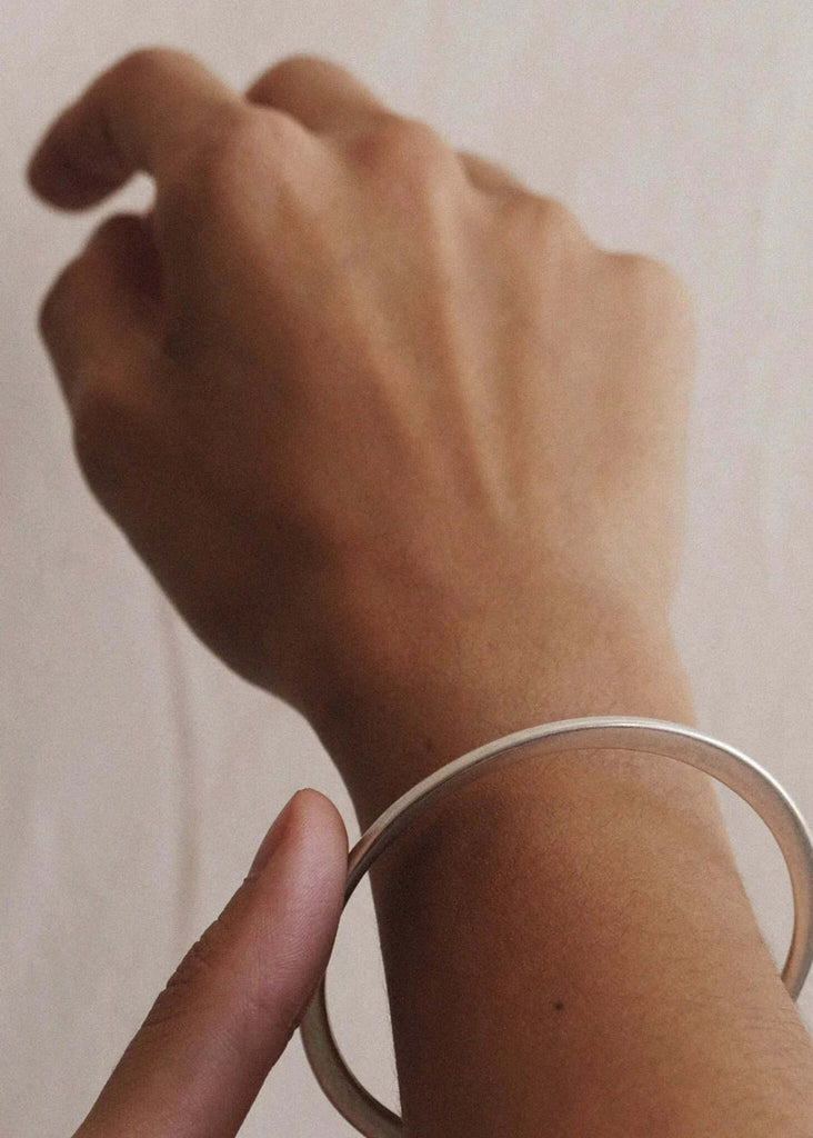 Lu Bracelet — Silver bangle on wrist — MYFASHIONFRUIT