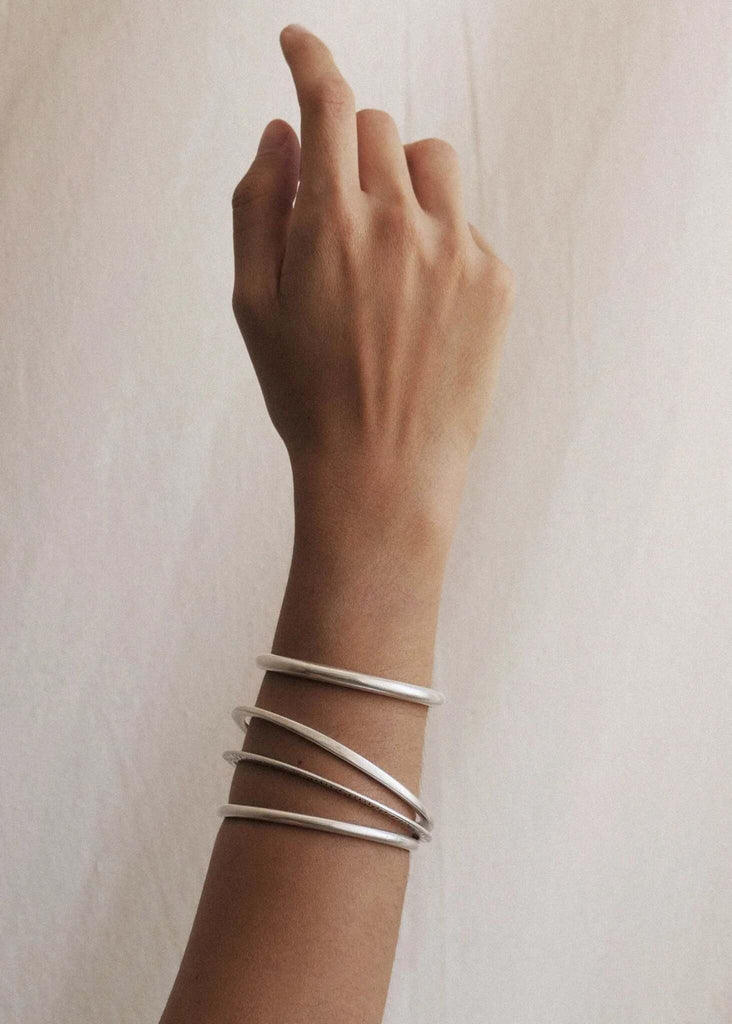 Lu Bracelet — Silver bangles on wrist — MYFASHIONFRUIT