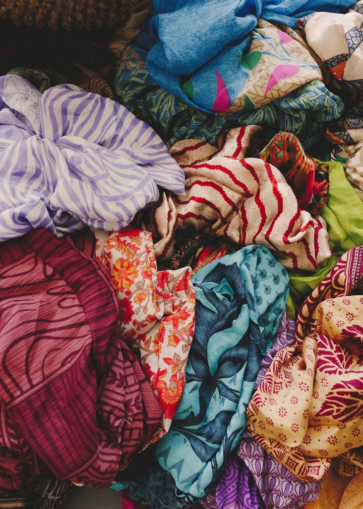Voluminous Silk Scrunchie — assorted vibrant color and pattern textile remnants — MYFASHIONFRUIT