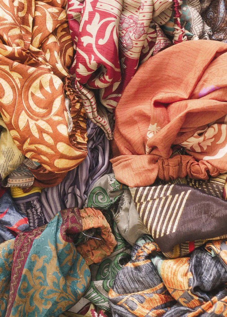 Silk Turban — Colorful patterned silk, close-up — MYFASHIONFRUIT