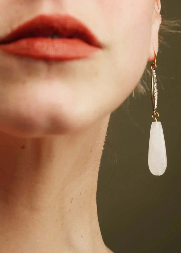 Stella Jade Earrings — detail, earring on model — MYFASHIONFRUIT