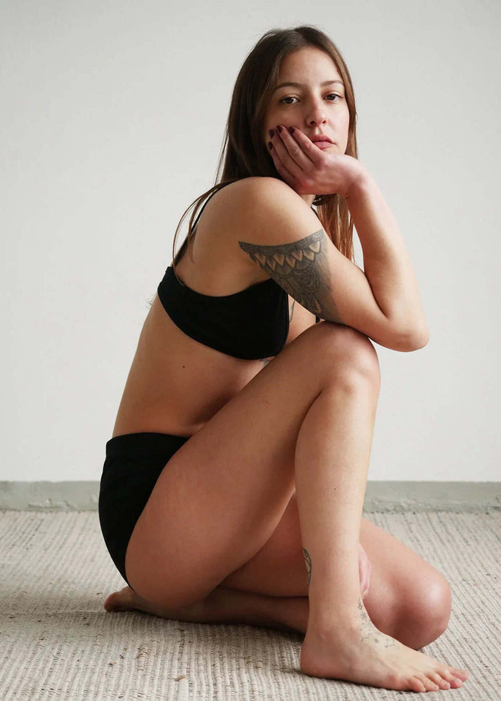 Woman wearing black Fierce Shorties and bralette set — MYFASHIONFRUIT
