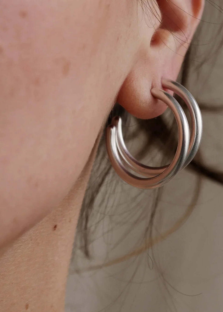 Susie Hoops — Three silver hoops worn on ear — MYFASHIONFRUIT
