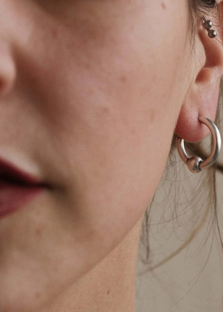 Peg Hoops — Silver hoop earring with bead — MYFASHIONFRUIT