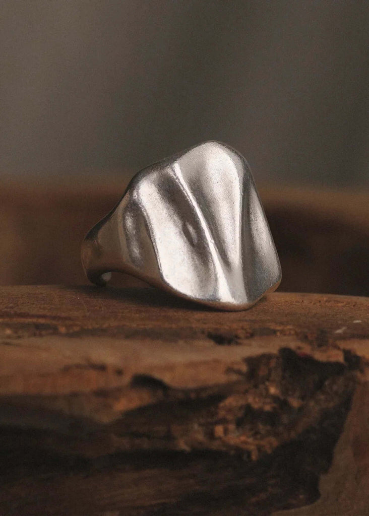 Rough Ring — silver tone ring with ripple effect — MYFASHIONFRUIT