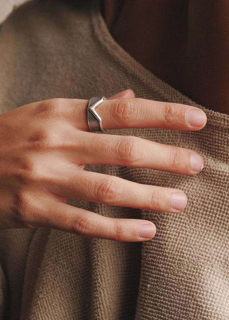 VI Ring — silver color, open V shape, worn on finger — MYFASHIONFRUIT