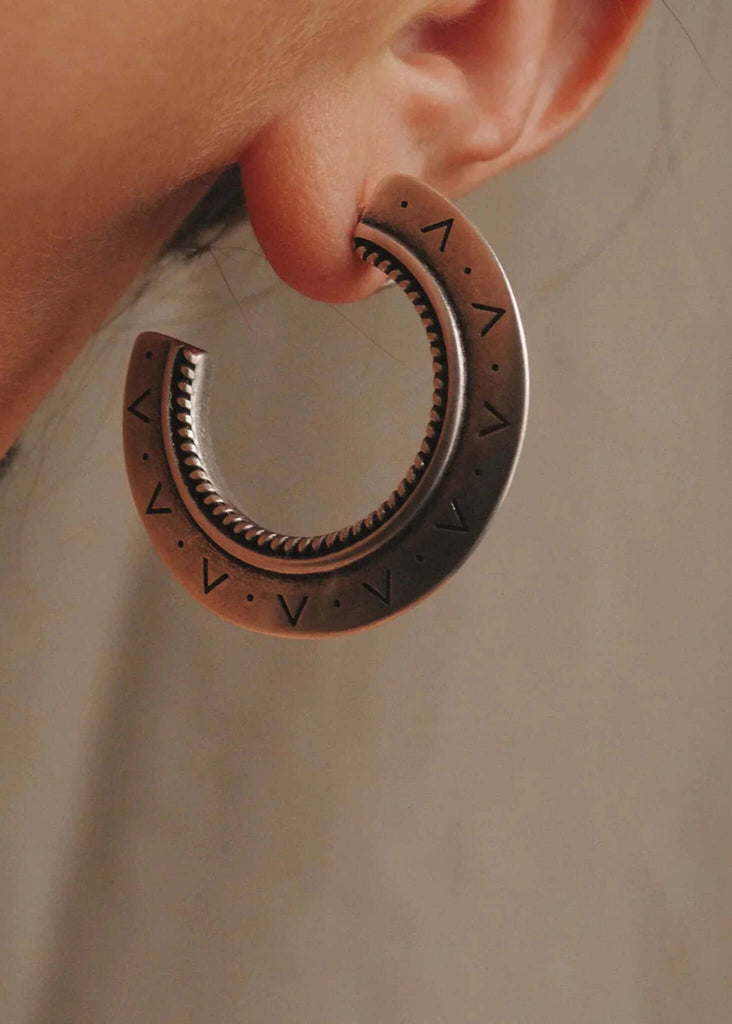 African Hoops — Bronze earring with incised detail — MYFASHIONFRUIT