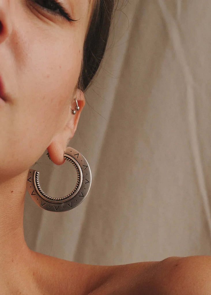 African Hoops — Silver hoops with detailing — MYFASHIONFRUIT