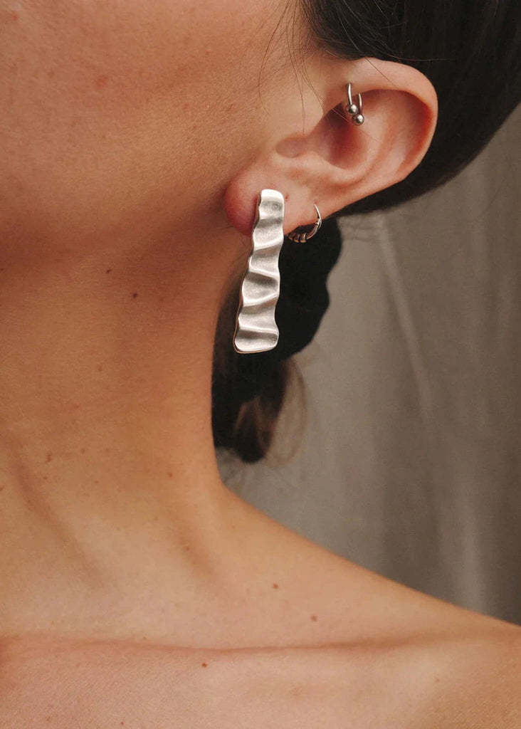 Ripple Earrings — Silver, detailed texture — MYFASHIONFRUIT