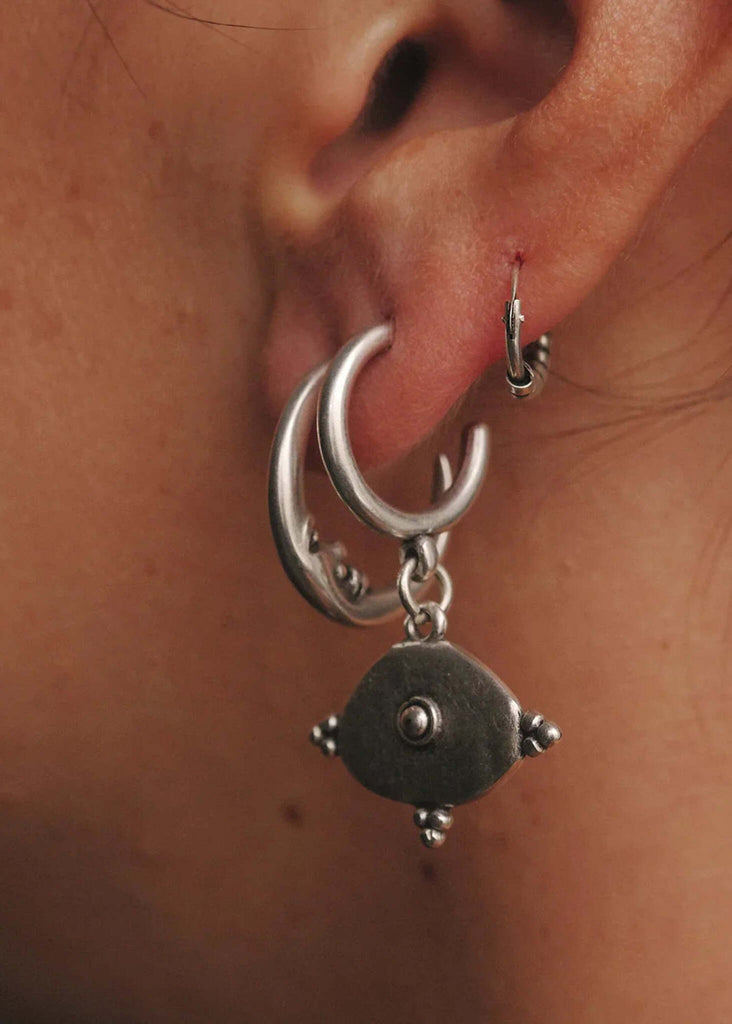 Ancient Hoops — Silver hoops with charm on ear — MYFASHIONFRUIT